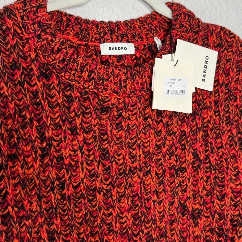 NWT Sandro Mouline Wool Blend Jumper Chunky Knit Sweater XXL Crewneck - Picture 3 of 6